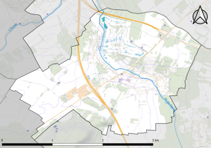 Carte montrant en couleurs le relief d'une commune