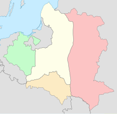 Mapa konturowa Polski w 1794, w centrum znajduje się punkt z opisem „miejsce bitwy”