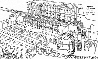 Reconstruction drawing of the "Casa delle Vestali" 1905