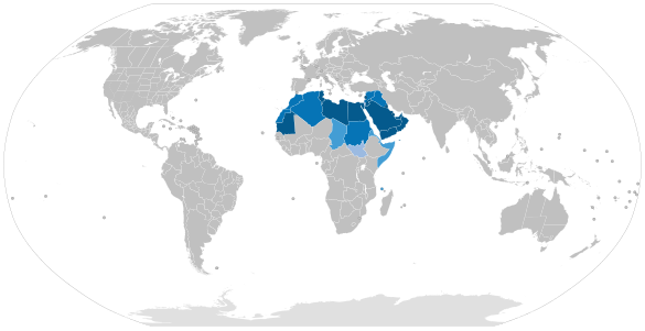 Map of the Arabic language around the world