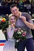 Savchenko et Massot sur le podium des Championnats d'Europe 2017.