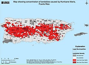 Map of landslides caused by María