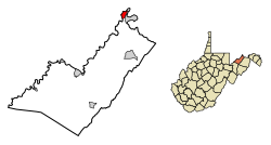 Location of Carpendale in Mineral County, West Virginia.