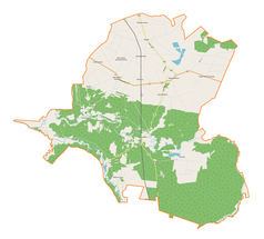 Mapa konturowa gminy Nowa Brzeźnica, blisko centrum na prawo u góry znajduje się punkt z opisem „Nowa Brzeźnica”