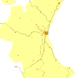 Mapes de rodalies de València respecte del País Valencià i la zona metropolitana de València.