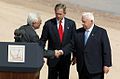 George W. Bush and Mahmoud Abbas at the Red Sea Summit in Aqaba, Jordan. June 4, 2003.