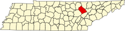 Fentress County na mapě Tennessee