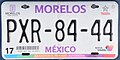 License plate from Morelos state, Mexico