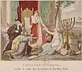 Pada cetakan bahasa Prancis tahun 1806, seorang perempuan dengan Menorah melambangkan orang Yahudi diemansipasi oleh Napoleon Bonaparte