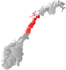 Nordland eyaletinin Norveç'teki konumu