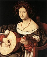 Žena hrající na loutnu, c. 1510 - olej na plátně; H. 62,6 cm, š. 49,5 cm, Národní galerie starého umění