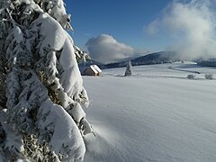 Les hauts de la Schlucht en hiver, la chaume des Trois fours.