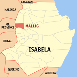 Mapa ng Isabela na nagpapakita sa lokasyon ng Mallig.