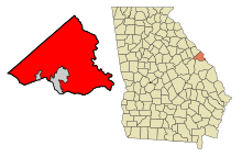 Richmond County Georgia Incorporated and Unincorporated areas Augusta Highlighted.svg