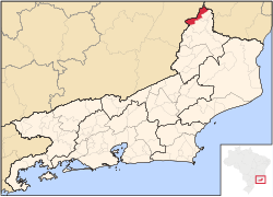 Localização de Porciúncula no Rio de Janeiro