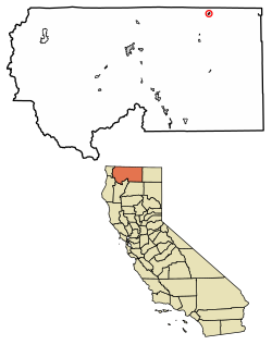 Location of Dorris in Siskiyou County, California.