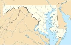 Mapa konturowa stanu Maryland, u góry znajduje się punkt z opisem „Reisterstown”