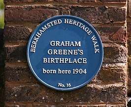 Geboorteplakkaat Graham Greene in Berkhamsted