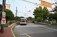 Eastern portal of the Harvard bus tunnel connects to Massachusetts Avenue (also behind camera viewpoint).