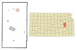 Location within Lyon County and Kansas