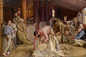 Tom Roberts, Shearing the Rams, 1890