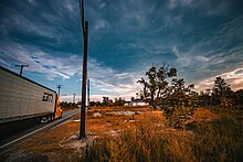 U.S. Rte 69 at East 1st St, Picher, Oklahoma, looking south.