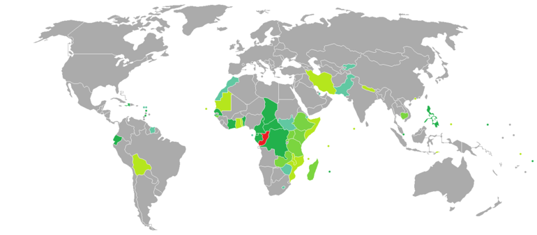 Carte des pays requérant (ou non) un visa