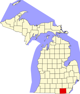 Locatie van Lenawee County in Michigan