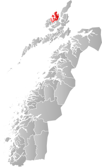 Kart som viser Øksnes kommune.