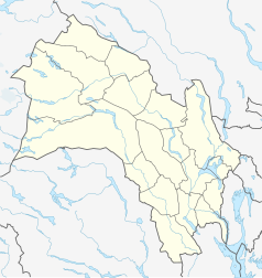 Mapa konturowa Buskerudu, na dole po prawej znajduje się punkt z opisem „Hokksund”