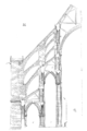 Coupe transversale de la cathédrale. Effet de la suppression de la tribune dans le premier collatéral.