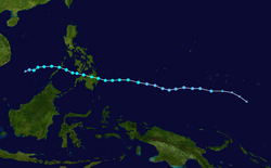 Trajectoire de la tempête tropicale Washi.