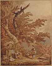 Women in Landscape (ca. 1773), ink, wash, & chalk, 36.6 x 28.7 cm., Metropolitan Museum of Art