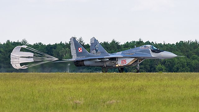 Polish Air Force Mikoyan-Gurevich MiG-29A Fulcrum (reg. 105, cn 2960535105) at ILA Berlin Air Show 2016.