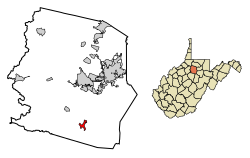 Location of Lost Creek in Harrison County, West Virginia.