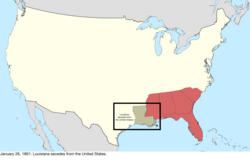 Map of the change to the international disputes involving the United States in central North America on January 26, 1861