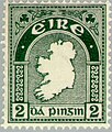 Con tem "Bản đồ Ireland": tem bưu chính đầu tiên của Ireland có đặc trưng shamrock