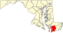 Mapa de Maryland destacant el Comtat de Somerset