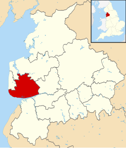 Shown within Lancashire and England