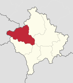 Lokasi distrik di Kosovo