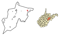 Location of Harman in Randolph County, West Virginia.