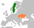 Map of Europe headlighting Ukraine and Sweden.