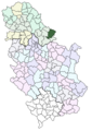 Localisation de la municipalité de Vršac en Serbie