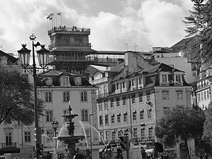 The Santa Justa Lift, as seen from the Praça D.Pedro IV