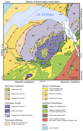 Carte structurale du massif du Chablais.