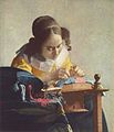 Dutch Baroque, The Lacemaker, Vermeer, 1664