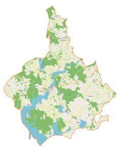 Mapa konturowa gminy Ryn, w centrum znajduje się punkt z opisem „Canki”