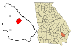 Location in Wayne County and the state of Georgia