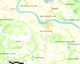 Mapa obce Sully-sur-Loire