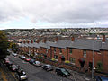 El Bogside visto desde los murallas del centro de Derry.